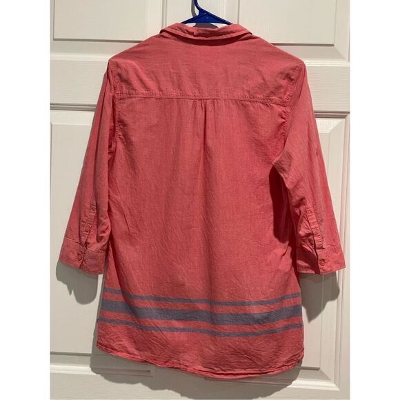 Toad&Co Quarter Sleeve Camp Cove Peasant Red With Blue Stripes Women’s Medium - Picture 10 of 12